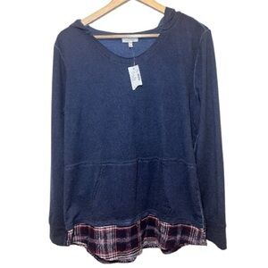 NWT Maurices Women’s Hooded Plaid Sweatshirt Size L